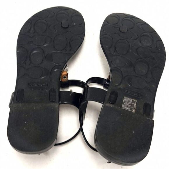 Black Coach 'Piccadilly' Hard Jelly Thong Sandals - 5B - Picture 4 of 8
